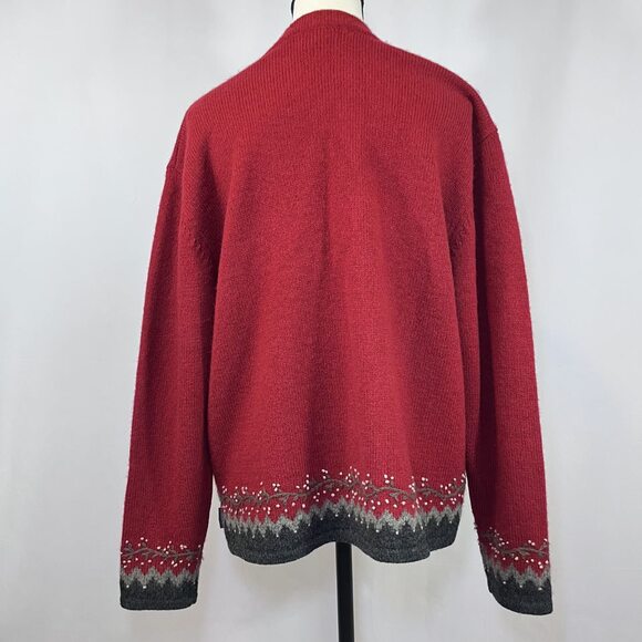 Woolrich V neck pullover sweater wool red womens XL - Picture 3 of 12